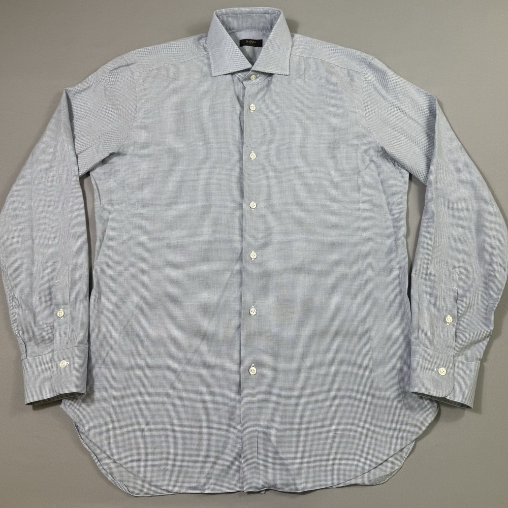 BARBA NAPOLI Shirt Men 41/16 (L) Long Sleeve Button Up Made in Italy Houndstooth